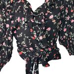 Ganni 38 US M Printed Georgette Floral Wrap ruffle Blouse feminine Photo 6
