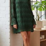 Free People NEW Simone Mock Neck Lace Mini Dress Emerald Green Small Goth Punk Photo 0