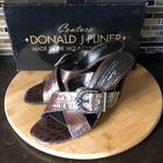 Donald J Pliner Nossi expresso faux alligator print slides heels sandals sz 8.5‎ Brown Photo 1