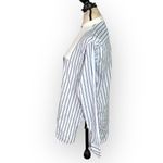 Rosetta Getty Tuxedo Shirt Women's 4 Blue White Long Sleeve High Neck Bib RTR Photo 3