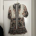 Farm Rio Flower Fan Tapestry Print Puff Sleeve Belted Mini Shirtdress Photo 5