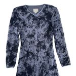 Vintage 90s Blue Velvet Black Burnout Fit And Flair Dress Long Sleeve Whimsigoth Size 6 Photo 2