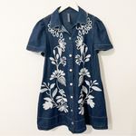 Anthropologie By  Embroidered Denim Shirt Dress Size Small S Photo 1