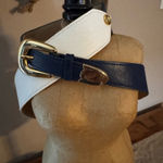 Christian Dior Dior White & Navy Belt with Gold Buckle Photo 0