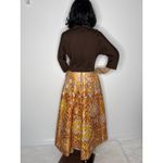 American Vintage 1960s Norman for At Home Wear Quilted Floral Hostess Brown Maxi Dress medium Photo 3