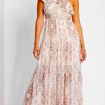 Rachel Zoe  Metallic Print Ruffle One Shoulder Tiered Maxi Dress Small Photo 0