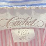 Vintage 70s Seersucker Tone House Dress Zip Striped Pastel Pink Blue S Photo 4