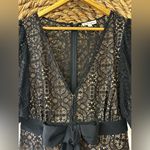 For Love & Lemons  Black Lace Bow Ruffle Mini Dress Size Small Photo 4