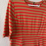 Fossil  Orange Striped Knee Length Dress 3/4 Sleeve Exposed Zipper Back Sze Large Photo 1