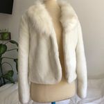 Faux Fur Cropped White Jacket Size M Photo 0