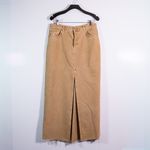 Reformation Tazz Cotton Straight Line High Slit Denim Jean Maxi Skirt Beige 30  Photo 0