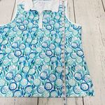 Lilly Pulitzer Lillie Green L Golf Tee Flowers Sleeveless Button Collared Sports Photo 7