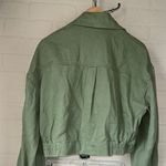 BLANK NYC  jacket Green Double-Breasted cropped trench medium NEW moto Photo 4