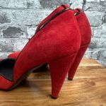 Alternative EUC Alternatives Red Suede Heels Size 41 (Shoe Bag Included) Photo 8