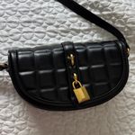 ZARA Elegant Black Quilted Shoulder Bag adjustable strap inside pocket gold lock Photo 0