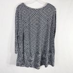 Lucky Brand Plus Size 2X Top Navy Blue White Knit Floral Diamond Scoop Neck 795 Photo 1