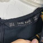 ZARA Black & Yellow Floral & Bird Print Ruffled Mini Dress Photo 3