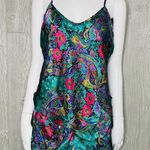 Vintage floral damask print silky pajama set with matching robe shorts top robe Green Size M Photo 0