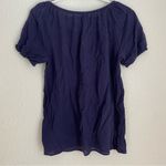 Joie navy dark blue tassel tie front gauzy blouse short sleeve women’s  size S Photo 2