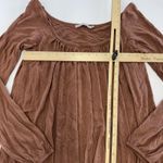 Stefanel Dress Womens Small Brown Long Sleeve Blouson Bubble Hem Viscose Ruched Photo 4