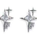 CZ Cubic Zirconia Star Stud Earrings for Men Women Hip Hop Unisex Style Silver Photo 5