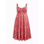 Torrid Coral Cupcake Print Sweetheart Midi Dress Poplin Fit Flare NEW 00 10 Photo 3