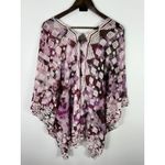 Soft Surroundings Top S/M Purple Geometric Boho Kimono Caftan Resort Hippie Photo 3