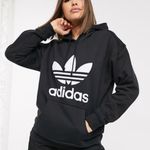 Adidas  Originals large Trefoil hoodie in black Photo 0