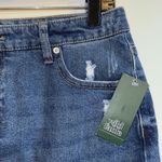 Wild Fable Skirt Womens 12 Dark Blue Denim Distressed Mini Short Fringe Raw Edge Photo 5