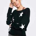 PINK - Victoria's Secret Pink Victoria Secret Cropped Off-The-Shoulder Sweater Black Star Print Medium Photo 0