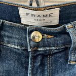 frame denim Le Boy Jeans High Rise Burnett Raw Hem w Slit Gold Rivets, Size 25 Photo 5
