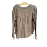 Free People  Women's Olive Green Long Sleeve Gauze Button Top Shirt Photo 4