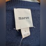 Maeve Navy Crewneck Mixed Media Top Size L NWT Photo 4