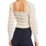 Gianni Bini NWT White and Brown Long Sleeve Crop Top Photo 1