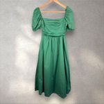O.P.T River Midi Dress Womens XS Green Puff Sleeve Cottagecore Prairie Smocked Photo 2