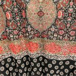 Groovy Vintage 70’s boho sheer paisley ruffle dress elastic waist tie neck midi Red Size M Photo 6