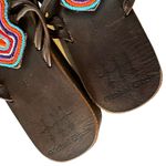Global Girls Womens Size 37 US 7 Beaded Leather Sandals Tribal Wedge‎ Shoes Photo 10