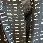 Rachel Zoe  100% Silk Dalton Leather Trim Print 1/2 Placket Blouse Top, 6 Photo 9