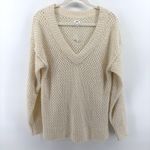 Aerie  XS Cream Open-Knit V-Neck Sweater Cozy Textured Pullover Lightweight NWT Photo 1