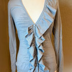 Red Valentino  Grey Ruffle Button-Up Cardigan Large Photo 0