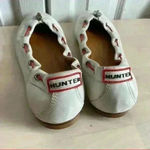 Hunter  Dominica White Leather Flats Pull Tie 8 Photo 2