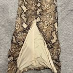 Snake Print ruffled bodycon Maxi Skirt Brown Size M Photo 1