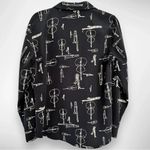 DRESSBARN Vintage Black And Gold Top With Musical Instruments‎ Medium | EUC Photo 1