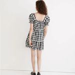Madewell Black White Buffalo Plaid Square Neck Tiered Gingham Mini Dress Large Photo 1