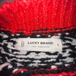 Lucky Brand brilliant red, black and white Fair Isle Women's Sweater SMALL Photo 9