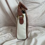 Vintage Cream Crossbody Shoulder Bag w/ Brown Braided Trim White Photo 2