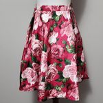 My Michelle  Wine Box Pleated Floral Shantung Skater Skirt Size 9 Photo 3