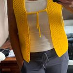 Bright And Cheerful Yellow Lace Front Sweater Vest Size M Photo 0