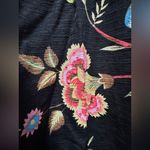 Crossland by Brico silk embroidered embellished jacket blouse small white lotus Black Photo 2