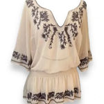 Twenty One Faith  Peasant Blouses Gathered‎ Waist Semi Sheer Embroidered Size 1X Photo 0